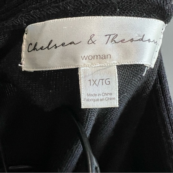 Chelsea & Theodore Black Open Lightweight Cardigan Sweater - Picture 3 of 9